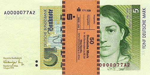 *** 10 x 5 DM, Deutsche Mark, Geldscheine 1991, mit Banderole - Reproduktion *** von JDS Collection