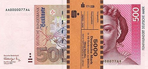 *** 10 x 500 DM, Deutsche Mark, Geldscheine 1991, mit Banderole - Reproduktion *** von JDS Collection