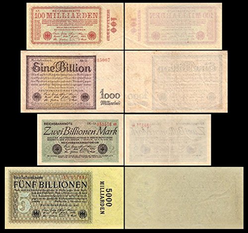 *** 100 Mrd - 5 Billionen Mark - 4 Reichsbanknoten Nov. 1923-11.Ausgabe Pick 133-136 - Reproduktion *** von JDS Collection