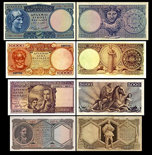 *** 1000 - 20000 griechische Drachmai 4 Banknoten - 4.Serie - 1947 - 1949 - Reproduktion *** von JDS Collection