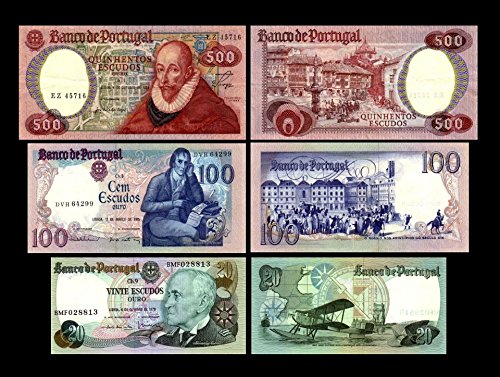 *** 20,100,500 portugiesische Escudos - 3.Serie - 1978-1985 - 3 Banknoten - Reproduktion *** *** 20,100,500 portugiesische Escudos - 3.Serie - 1978-1985 - 3 Banknoten - Reproduktion *** von JDS Collection