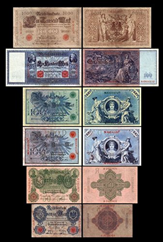 *** 20,50,100,100,100,1000 Reichsbanknoten 1908 - P31-P32-P33-P34-P35-P36 - Reproduktion *** von JDS Collection