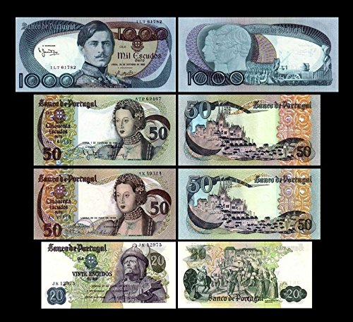 *** 20 - 1000 portugiesische Escudos - 4.Serie 1968 - 1982 - 4 Banknoten - Reproduktion *** von JDS Collection