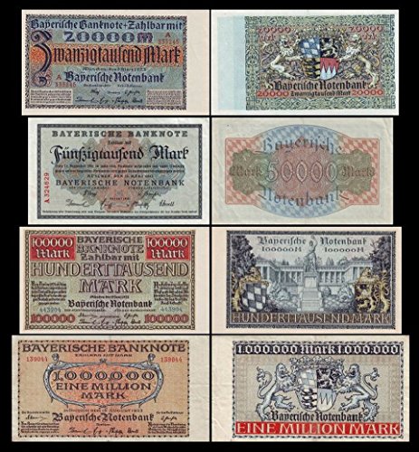*** 20000 - 1 Mio. Mark - Bayerische Notenbank 1. Ausgabe 1923 - PS 926-929 - Reproduktion *** von JDS Collection