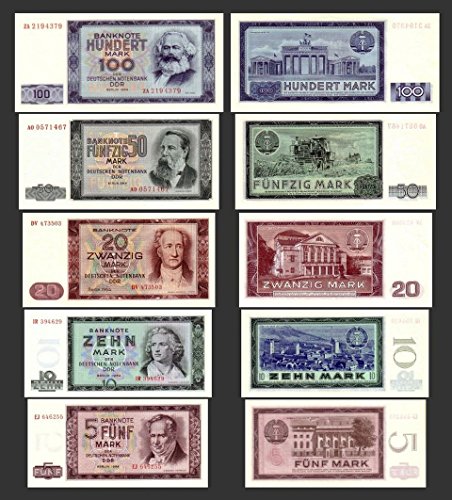 *** 5, 10, 20, 50, 100 DDR Mark Geldscheine 1964 Alte DDR Währung - Pick 22-26 - Reproduktion *** von JDS Collection