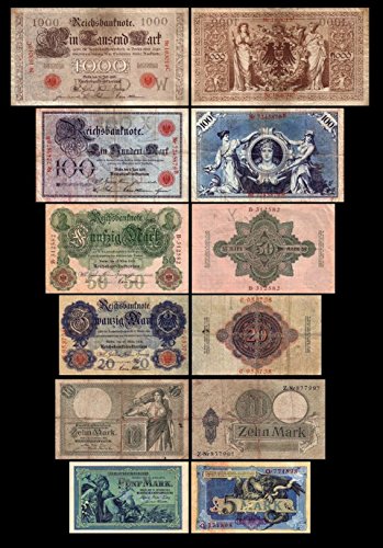 *** 5,10,20,50,100,1000 Reichskassenschein/Banknoten 1904/1908 Pick 8-9-25-26-27-30 - Reproduktion *** von JDS Collection