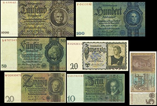 *** 5,10,20,50,100,1000 Reichsmark 1924-1945/Weimarer Republik 1924 - Deutsche Reichsbank 2 Sätze - Reproduktion *** von JDS Collection