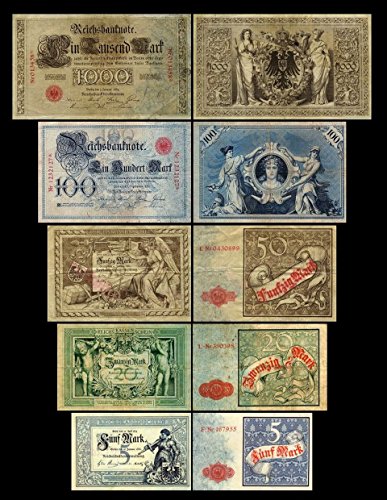 *** 5,20,50,100,1000 Reichskassenschein/Reichsbanknoten 1882-1884 - Pick 4-5-6-12-13 - Reproduktion *** von JDS Collection