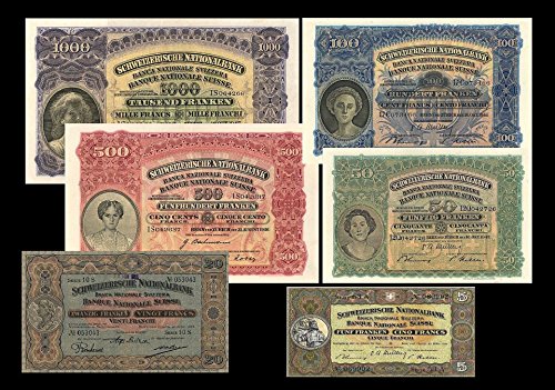 *** 5,20,50,100,500,1000 Schweizer Franken 2. Serie von 1911 - Reproduktion *** *** 5,20,50,100,500,1000 Schweizer Franken 2. Serie von 1911 - Reproduktion *** von JDS Collection