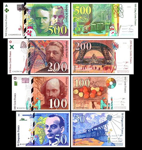 *** 50,100,200,500 französische Francs - Ausgabe 1993 - 2000 - alte Währung - Reproduktion *** von JDS Collection