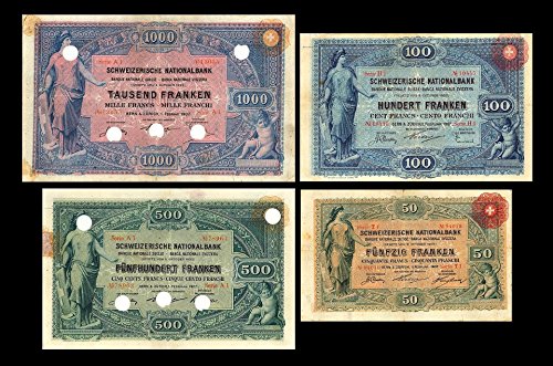 *** 50,100,500,1000 Schweizer Franken 1. Serie von 1907 - Reproduktion *** von JDS Collection