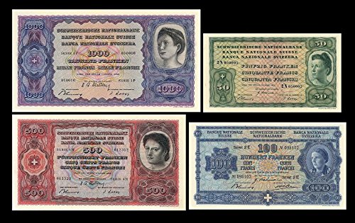 *** 50,100,500,1000 Schweizer Franken 4. Serie von 1938 - Reproduktion *** von JDS Collection