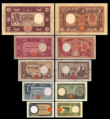 *** 50-1000 Lire Serie -1933-1943 - italienische Lire - 5 alte Banknoten - alte italienische Währung - Reproduktion *** von JDS Collection