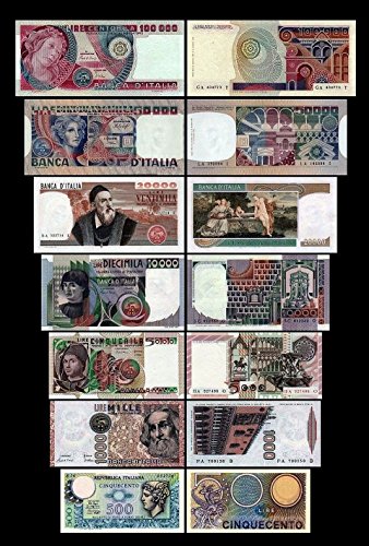 *** 500,1000,5000,10000,20000,50000,100000 Lire Serie 1974-1978 - 7 Banknoten - alte italienische Währung - Reproduktion *** von JDS Collection