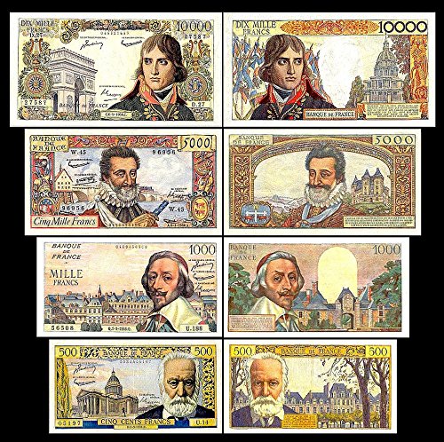 *** 500,1000,5000,10000 französische Francs - Ausgabe 1953-1958 - alte Währung - Reproduktion *** von JDS Collection