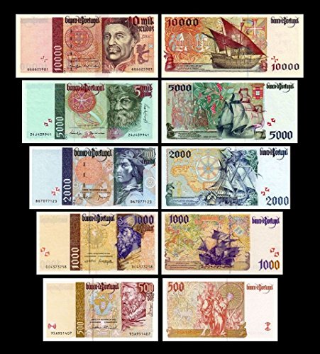 *** 500 - 10000 portugiesische Escudos - 1.Serie - 1995 - 2000 - 5 Banknoten - Reproduktion *** von JDS Collection