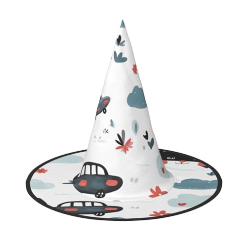 JDbncxe 1 x Halloween-Hut – Das Cartoon-Phänomen Druck Hexen Dekor Party Cosplay Zubehör Festlicher Karneval Stirnband Magic Wizard Cap von JDbncxe