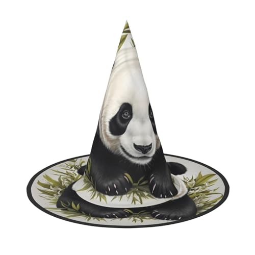 JDbncxe 1PC Halloween Hut - Bambus Blatt Panda Druck Hexen Dekor Party Cosplay Zubehör Festlich Karneval Stirnband Magic Wizard Cap von JDbncxe