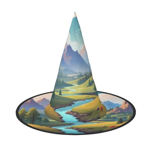 JDbncxe 1PC Halloween Hut - Berge unter weißen Wolken Druck Hexen Dekor Party Cosplay Zubehör Festlich Karneval Stirnband Magic Wizard Cap JDbncxe 1PC Halloween Hut - Berge unter weißen Wolken Druck Hexen Dekor Party Cosplay Zubehör Festlich Karneval Stirnband Magic Wizard Cap von JDbncxe