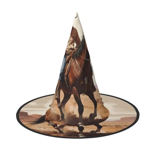 JDbncxe 1PC Halloween Hut - Galoppierendes Pferd Druck Hexen Dekor Party Cosplay Zubehör Festlich Karneval Stirnband Magic Wizard Cap von JDbncxe