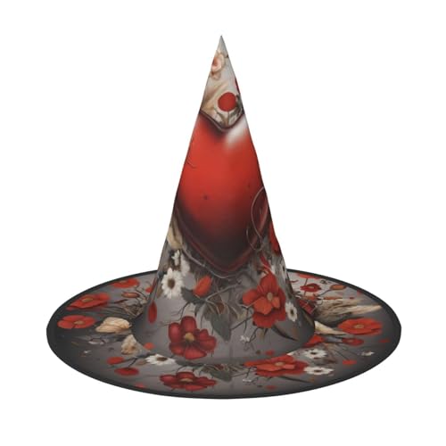 JDbncxe 1PC Halloween Hut - Love Blossoms Print Hexen Dekor Party Cosplay Zubehör Festlich Karneval Stirnband Magic Wizard Cap von JDbncxe