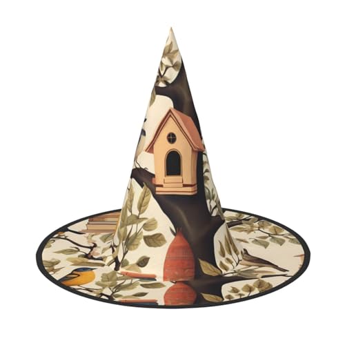 JDbncxe 1PC Halloween Hut - Vogelhaus auf dem Baum Druck Hexen Dekor Party Cosplay Zubehör Festlich Karneval Stirnband Magic Wizard Cap von JDbncxe