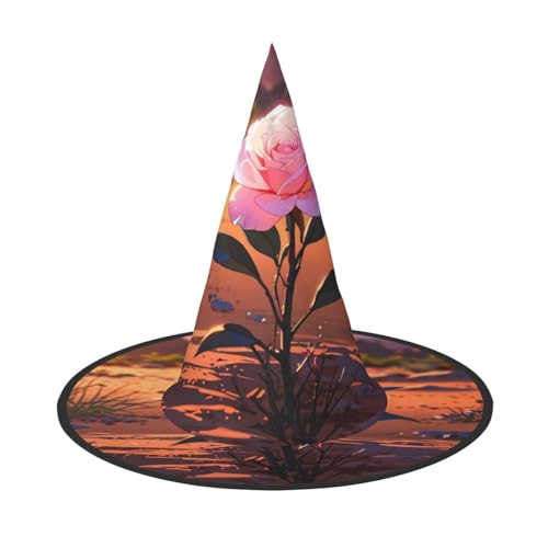 JDbncxe 1PC Halloween Hut - Wüstenrose Druck Hexen Dekor Party Cosplay Zubehör Festlich Karneval Stirnband Magic Wizard Cap von JDbncxe