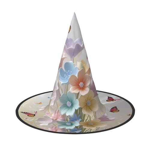 JDbncxe 2 Stück Halloween-Hut – Anziehende Blumen und Schmetterlinge, Hexen-Dekor, Party, Cosplay-Zubehör, festliches Karnevals-Haarband, magische Zauberer-Kappe von JDbncxe