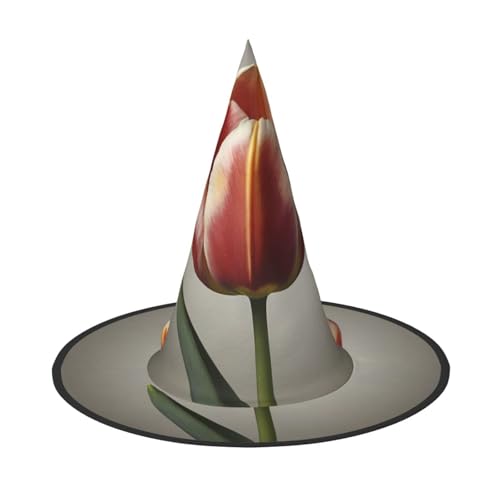 JDbncxe 2 Stück Halloween-Hut – Blühende Tulpen Druck Hexen Dekor Party Cosplay Zubehör Festlicher Karneval Stirnband Magic Wizard Cap von JDbncxe