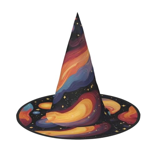 JDbncxe 2 Stück Halloween-Hut – Fantasie-Hut mit buntem Planeten-Druck, Hexen-Dekor, Party, Cosplay-Zubehör, festlicher Karnevals-Stirnband, magische Zauberer-Kappe von JDbncxe