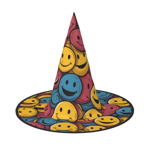 JDbncxe 2 Stück Halloween-Hut – Glückliches Smiley-Gesicht, Symbol, Druck, Hexen, Dekor, Party, Cosplay-Zubehör, festlicher Karneval, Stirnband, magische Zauberer-Kappe JDbncxe 2 Stück Halloween-Hut – Glückliches Smiley-Gesicht, Symbol, Druck, Hexen, Dekor, Party, Cosplay-Zubehör, festlicher Karneval, Stirnband, magische Zauberer-Kappe von JDbncxe