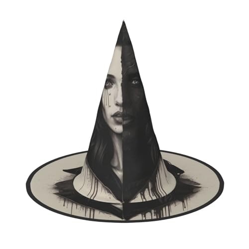 JDbncxe 2 Stück Halloween-Hut – Halbgesichts-Frauen-Druck, Hexen-Dekor, Party, Cosplay-Zubehör, festlicher Karneval, Stirnband, magische Zauberer-Kappe von JDbncxe