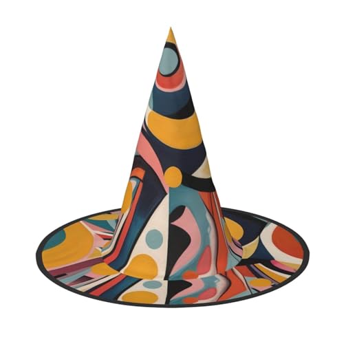 JDbncxe 2 Stück Halloween-Hut – Kunst unregelmäßige Linien Druck Hexen Dekor Party Cosplay Zubehör Festlicher Karneval Stirnband Magic Wizard Cap von JDbncxe