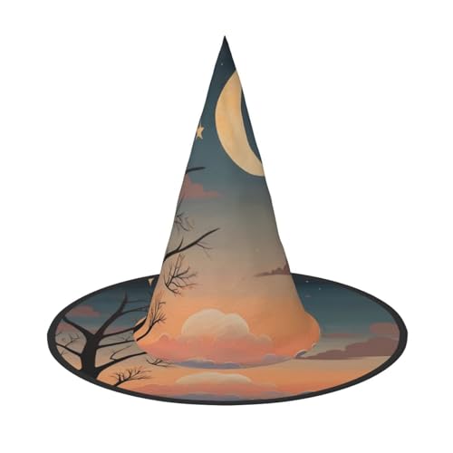 JDbncxe 2 Stück Halloween-Hut – Sterne und Mond Druck Hexen Dekor Party Cosplay Zubehör Festlicher Karneval Stirnband Magic Wizard Cap von JDbncxe