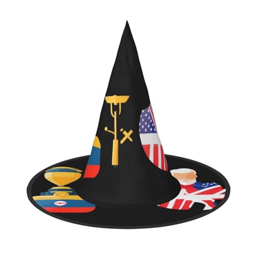 JDbncxe 2 Stück Halloween-Hut – abstrakte Kunstmalerei Druck Hexen Dekor Party Cosplay Zubehör Festlicher Karneval Stirnband Magic Wizard Cap von JDbncxe