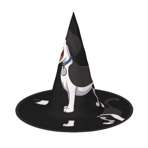 JDbncxe 2 Stück Halloween-Hut – niedliche große Augen Hund Druck Hexen Dekor Party Cosplay Zubehör Festlicher Karneval Stirnband Magic Wizard Cap von JDbncxe