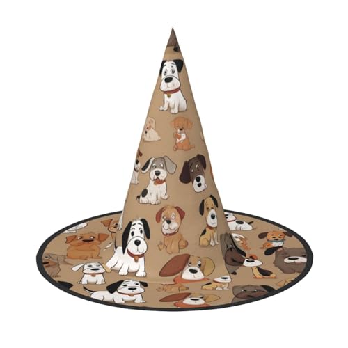 JDbncxe 2 Stück Halloween-Hut – niedlicher Welpen-Druck, Hexen-Dekor, Party, Cosplay-Zubehör, festliches Karnevals-Stirnband, magische Zauberer-Kappe von JDbncxe
