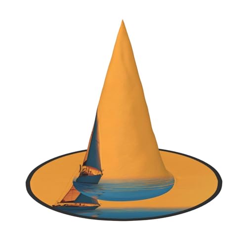 JDbncxe 3 Stück Halloween-Hut – Segelboot-Druck, Hexen-Dekor, Party, Cosplay-Zubehör, festlicher Karnevals-Stirnband, magische Zauberer-Kappe von JDbncxe