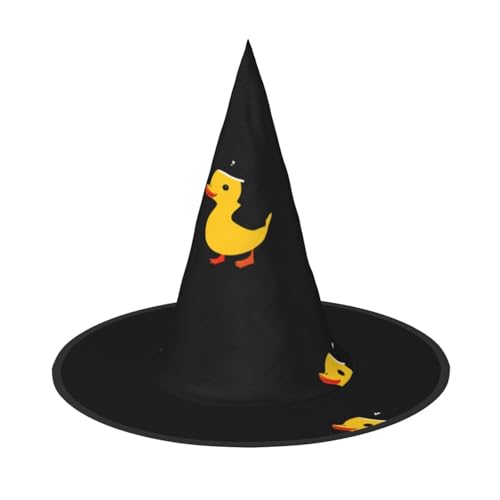 JDbncxe 3 Stück Halloween-Hut – niedliche kleine gelbe Ente Druck Hexen Dekor Party Cosplay Zubehör Festlicher Karneval Stirnband Magic Wizard Cap von JDbncxe