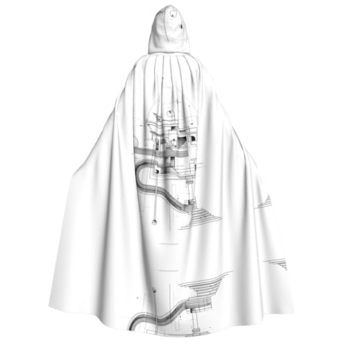 JDbncxe Halloween Kapuzenumhang Kostüm - Unisex Erwachsene Abstrakte Architektur Druck Umhang für Partys, Karneval, Comic Ausstellungen & mehr von JDbncxe