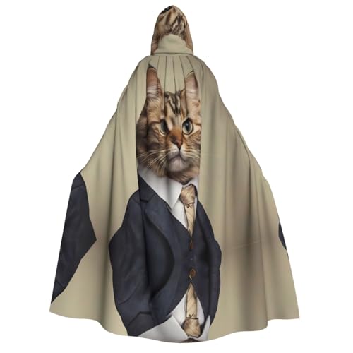 JDbncxe Halloween Kapuzenumhang Kostüm - Unisex Erwachsene Katze im Anzug Druck Umhang für Partys, Karneval, Comic Ausstellungen & mehr von JDbncxe