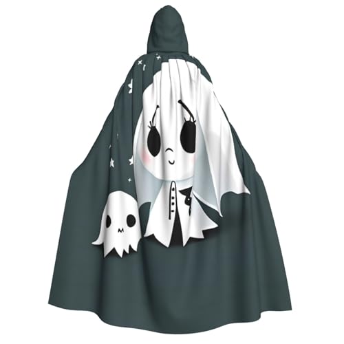 JDbncxe Halloween Kapuzenumhang Kostüm - Unisex Erwachsene Kleiner Geist springen Druck Umhang für Partys, Karneval, Comic Ausstellungen & mehr von JDbncxe