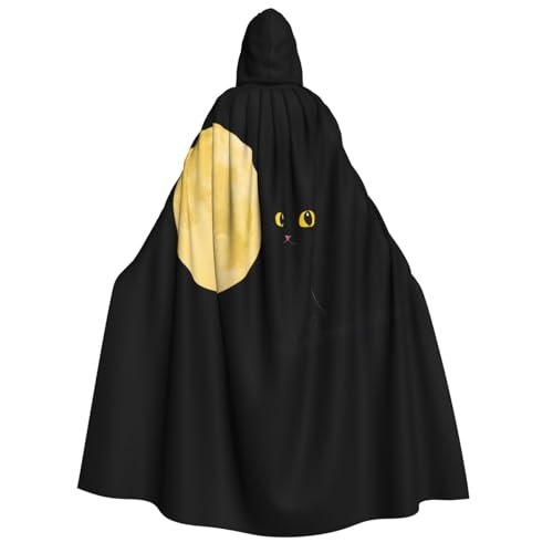 JDbncxe Halloween Kapuzenumhang Kostüm - Unisex Erwachsene Mond Schwarz Katze Druck Umhang für Partys, Karneval, Comic Ausstellungen & mehr von JDbncxe