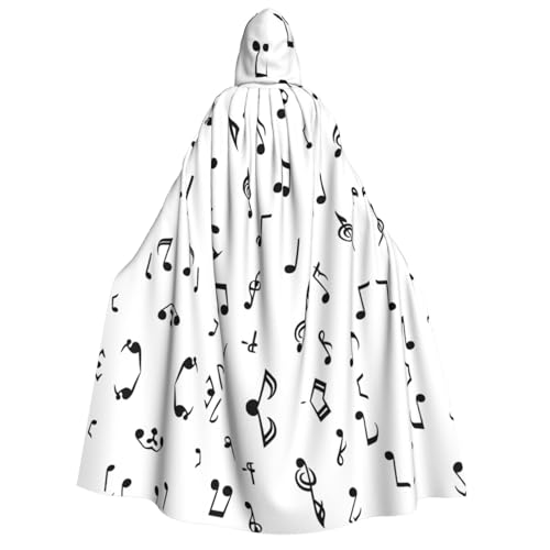 JDbncxe Halloween Kapuzenumhang Kostüm – Unisex Erwachsene Musiknoten Druck Umhang für Partys, Karneval, Comic Ausstellungen und mehr von JDbncxe