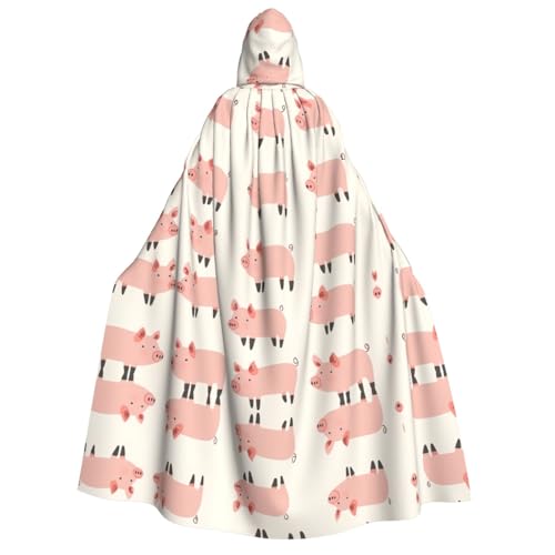 JDbncxe Halloween Kapuzenumhang Kostüm – Unisex Erwachsene Reihen von Ferkeln Druck Umhang für Partys, Karneval, Comic-Ausstellungen und mehr von JDbncxe