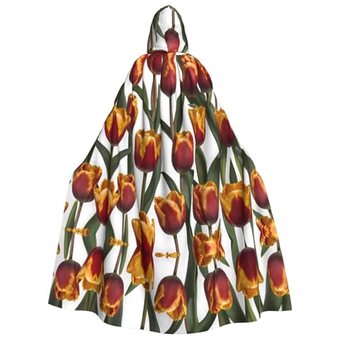 JDbncxe Halloween Kapuzenumhang Kostüm - Unisex Erwachsene Schöne Tulpen Druck Umhang für Partys, Karneval, Comic Ausstellungen & mehr von JDbncxe