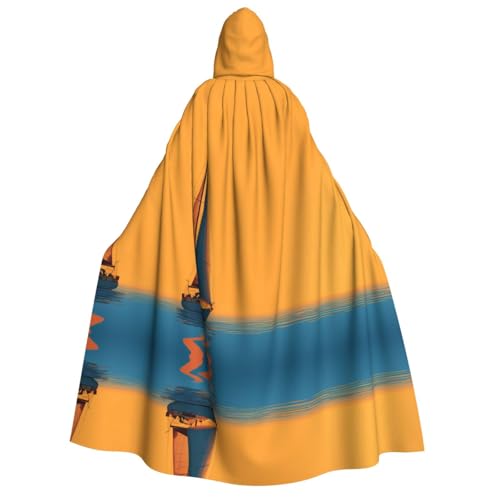JDbncxe Halloween Kapuzenumhang Kostüm - Unisex Erwachsene Segelboot Druck Umhang für Partys, Karneval, Comic Ausstellungen & mehr von JDbncxe