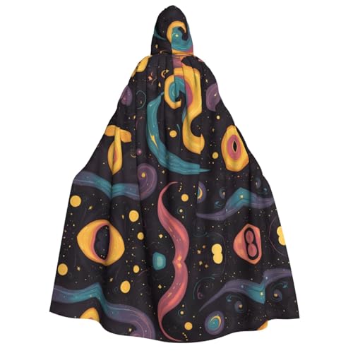 JDbncxe Halloween-Kostüm mit Kapuze, Unisex, Erwachsene, Farbkunst-Symbole, Druck, Umhang für Partys, Karneval, Comic-Ausstellungen und mehr von JDbncxe