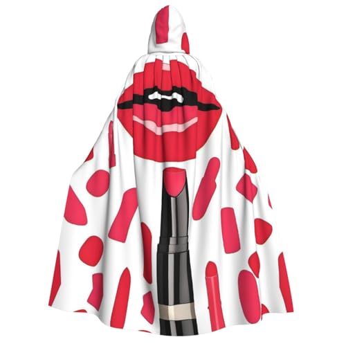 JDbncxe Halloween-Kostüm mit Kapuze, Unisex, Erwachsene, Lippenstift-Display, Druck, Umhang für Partys, Karneval, Comic-Ausstellungen und mehr von JDbncxe