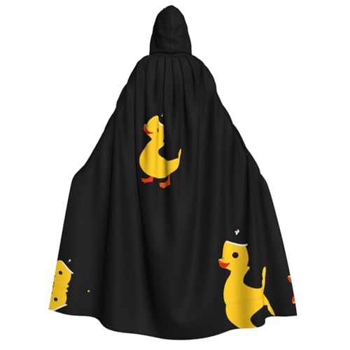 JDbncxe Halloween-Kostüm mit Kapuze, Unisex, Erwachsene, niedlicher kleiner gelber Enten-Druck, Umhang für Partys, Karneval, Comic-Ausstellungen und mehr von JDbncxe